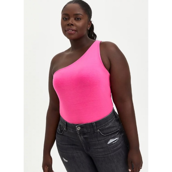 🆕 Neon Pink One Shoulder Tank Top 2X 18 20 NWT - Picture 6 of 6
